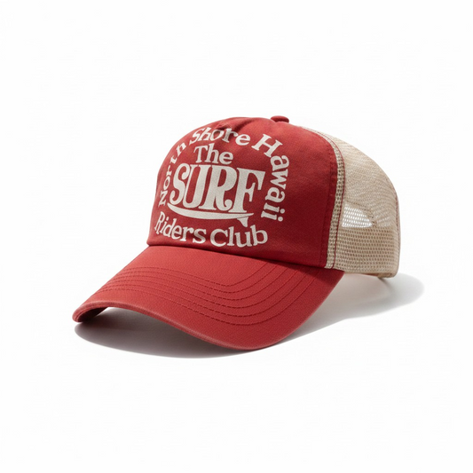 The North Shore Hawaii Retro Trucker Cap – Washed Red