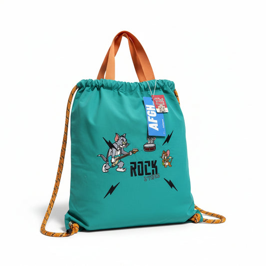 Tom & Jerry Original Disney Drawstring Tote - Teal/Green
