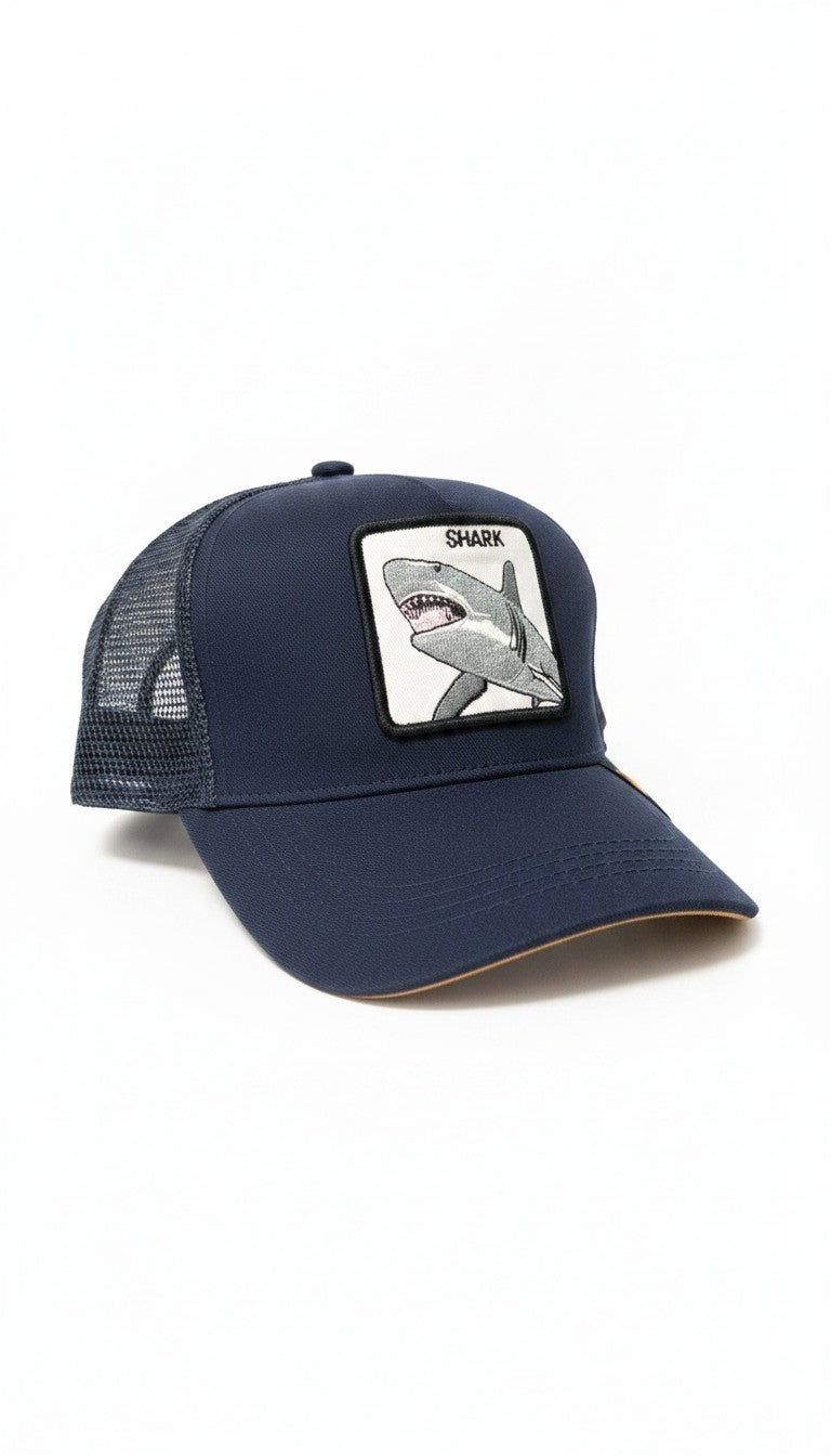Navy Blue Shark Trucker Cap