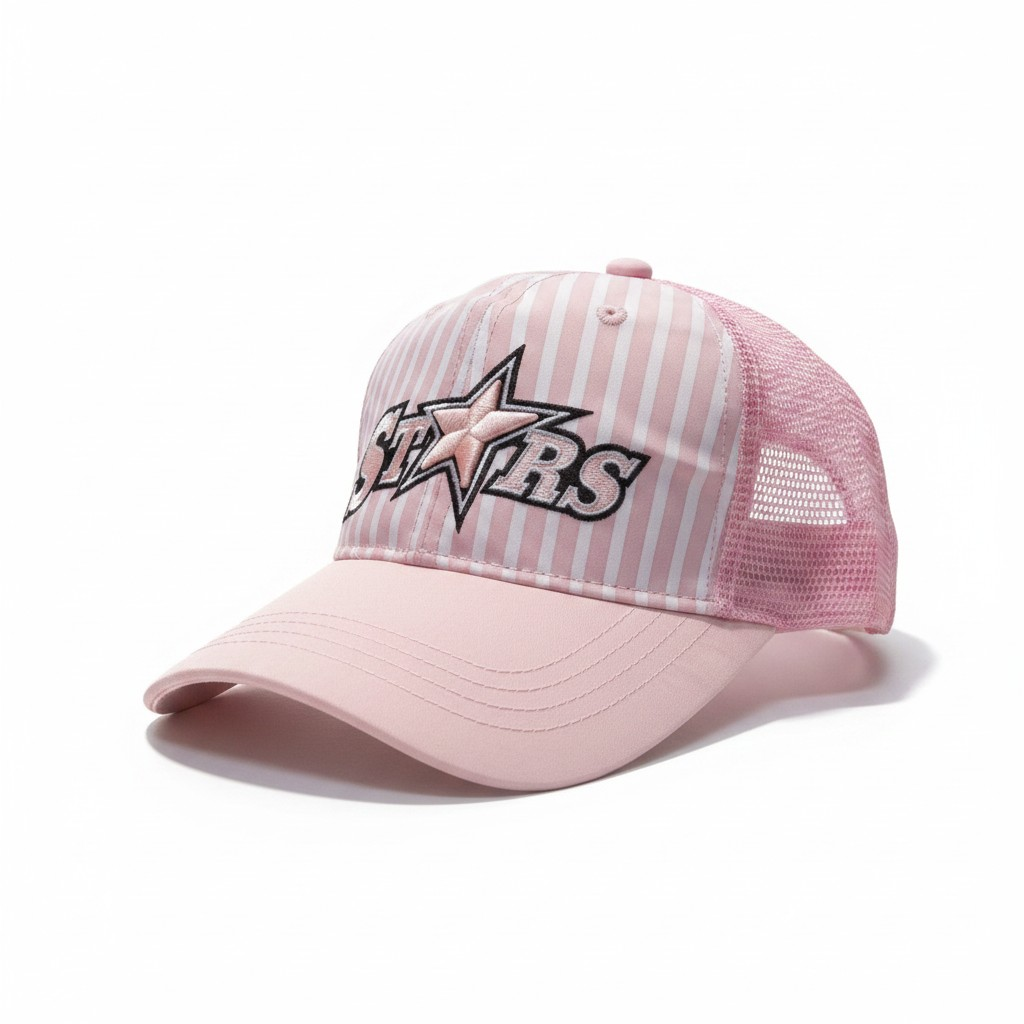 Pink Pinstripe "STARS" Trucker Hat
