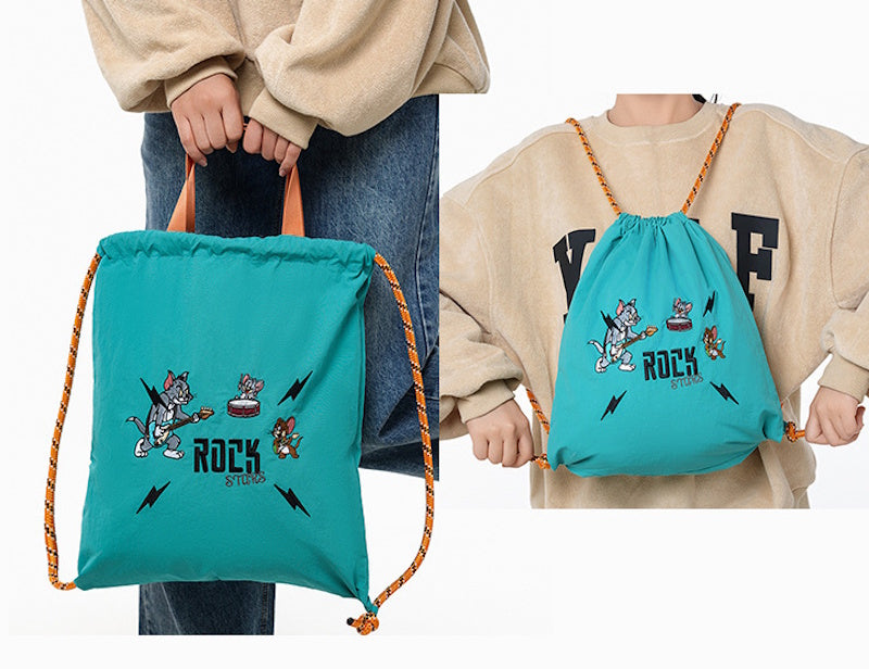 Tom & Jerry Original Disney Drawstring Tote - Teal/Green
