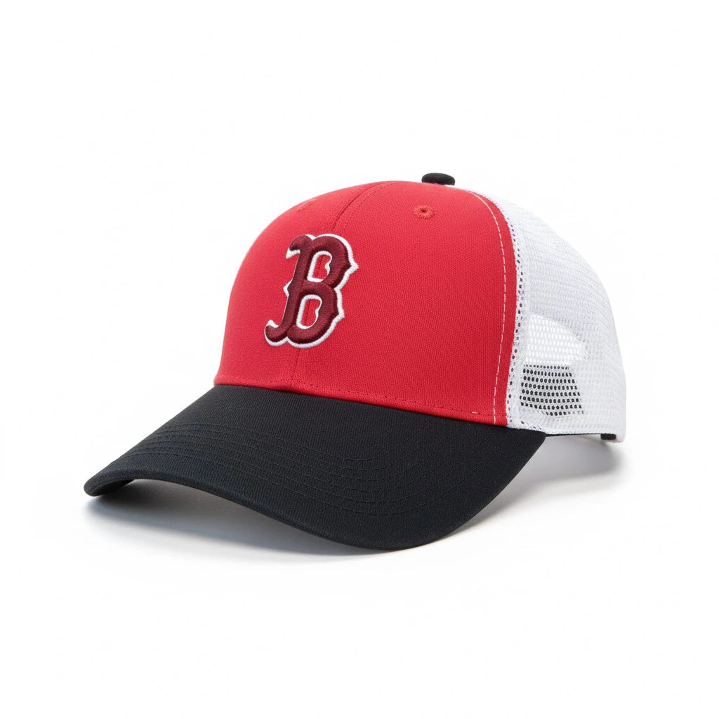 Boston Red Sox Inspired Two-Tone Mesh Trucker Hat