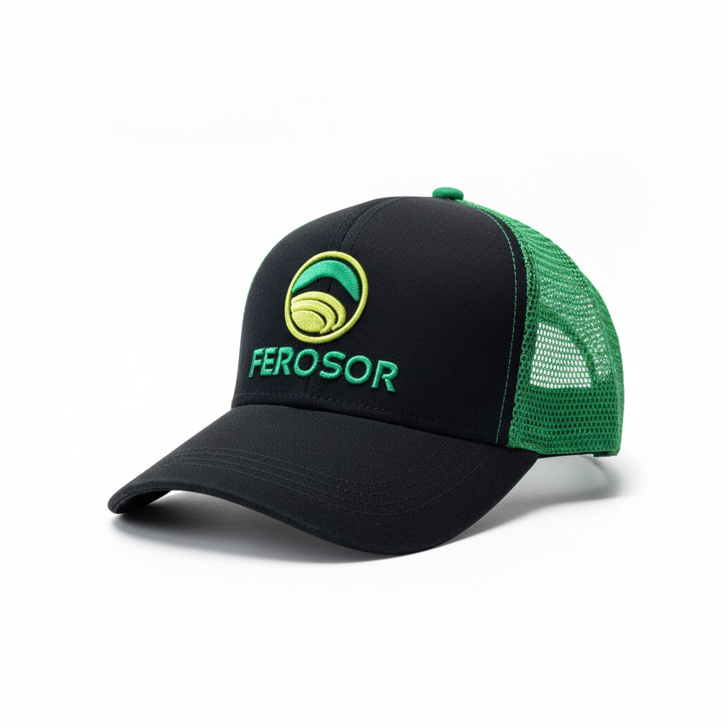 FEROSOR Black & Green Mesh-Back Trucker Cap