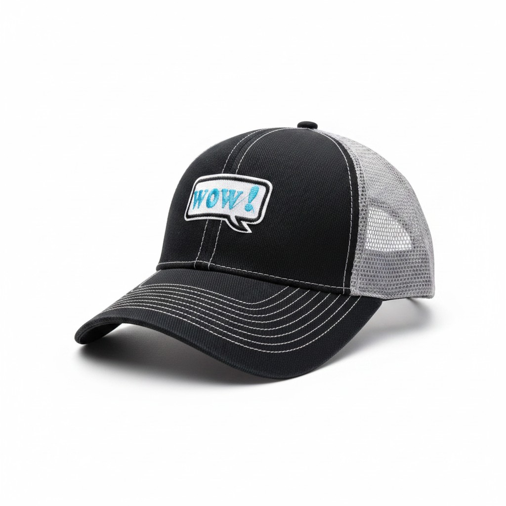 "WOW!" Speech Bubble Mesh Cap