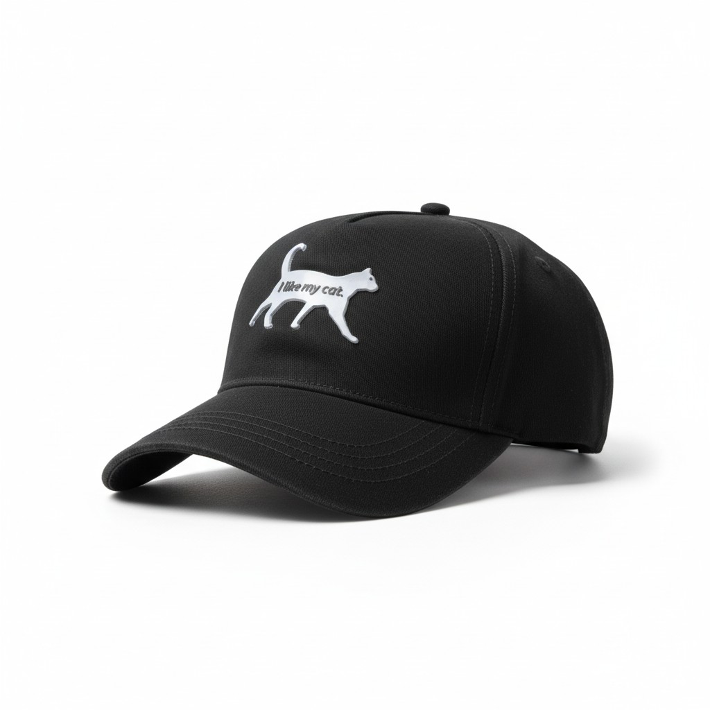 Noir Cat-Print Baseball Cap