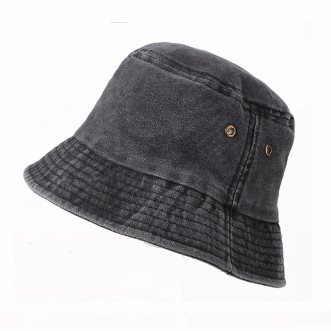 Unisex Washed Cotton Bucket Hat – Vintage Distressed Sun Cap