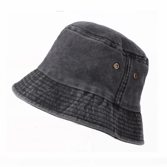 Unisex Washed Cotton Bucket Hat – Vintage Distressed Sun Cap