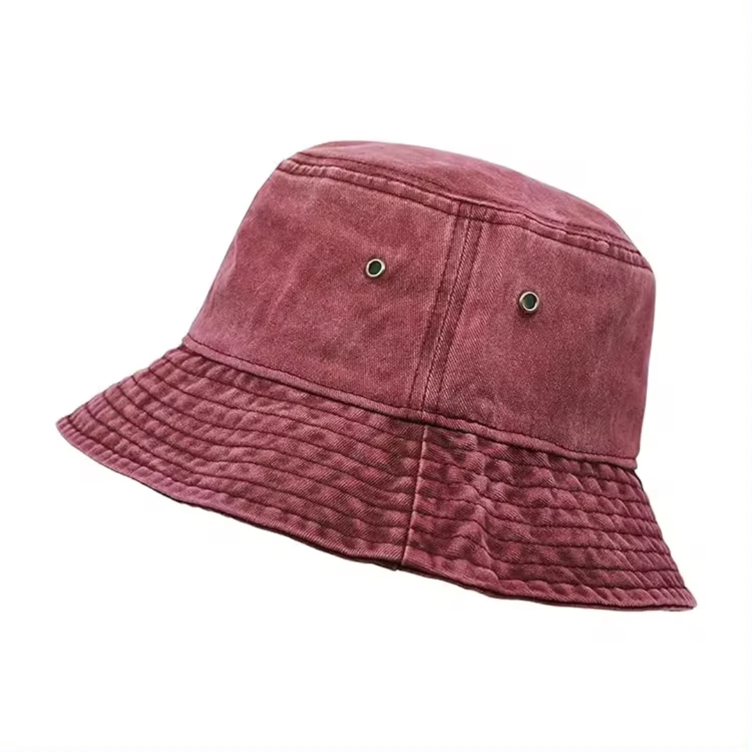 Unisex Washed Cotton Bucket Hat – Vintage Distressed Sun Cap