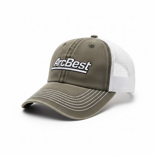 ArcBest Vintage Washed Trucker – Olive/White