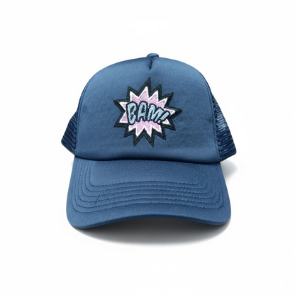 BAM! Comic Style Navy Trucker Cap