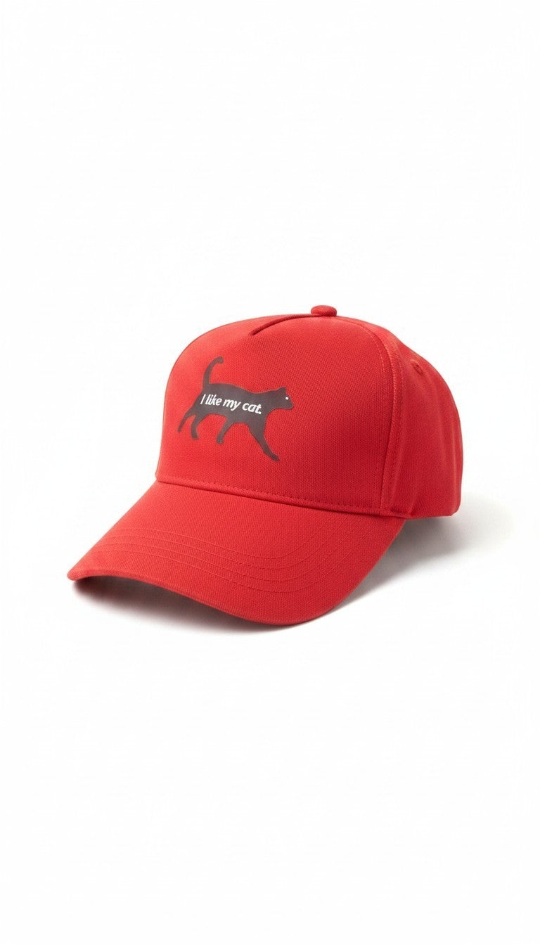 "I Like My Cat" Red Graphic Cap